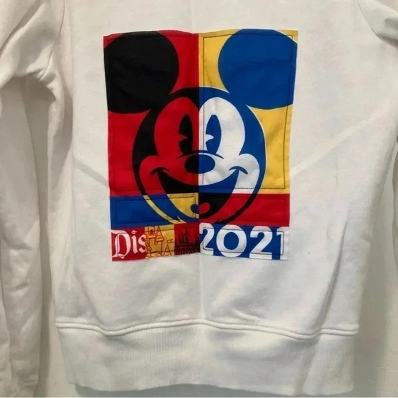 Disney Sweater Womens L White Mickey Mouse Full Zip Hoodie‎ Sweatshirt Ladies - Picture 7 of 11